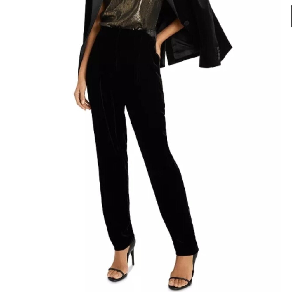 REISS Poppy Velvet High Waisted Trousers US 0